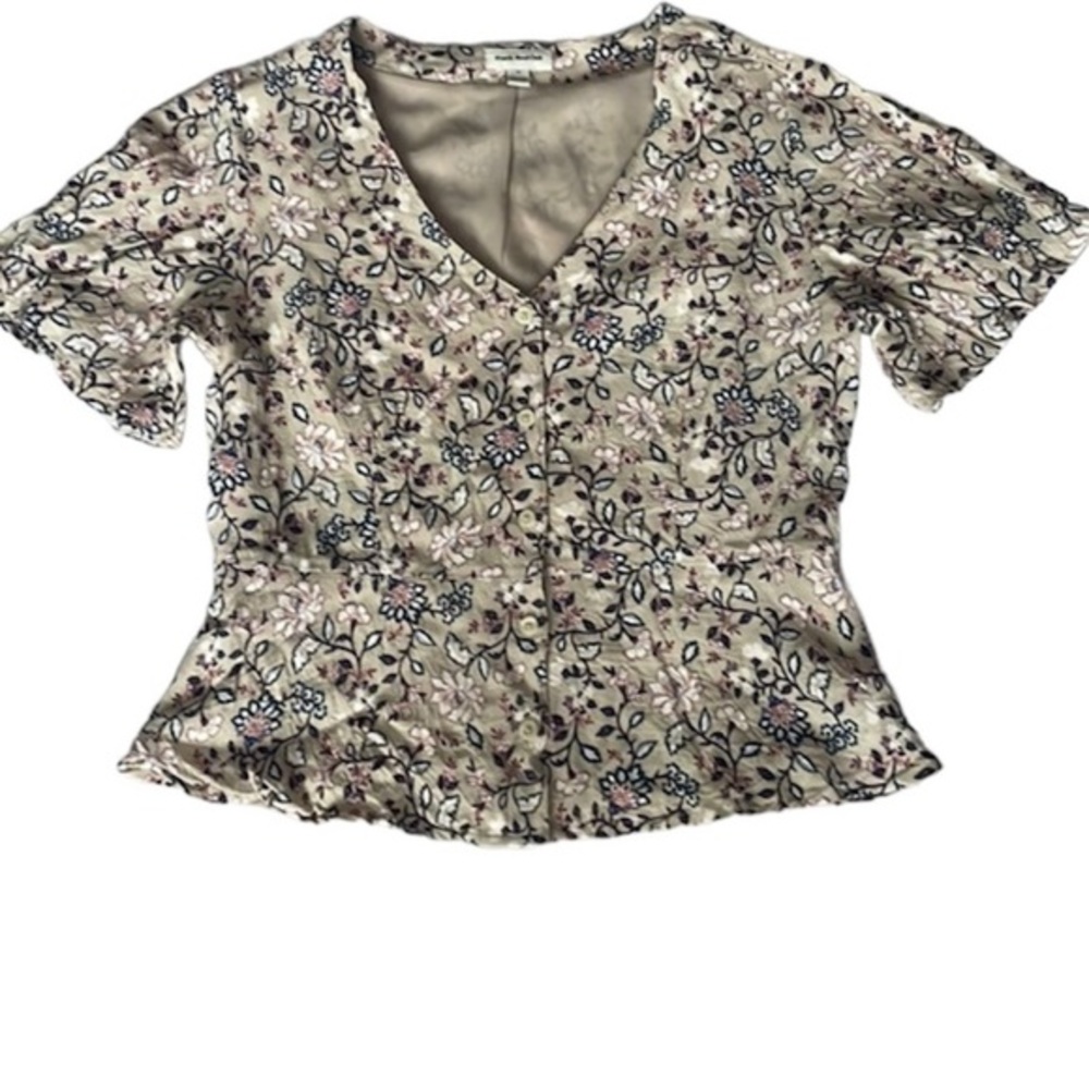 Frank & Oak Floral Flutter sleeve buttoned Blouse
